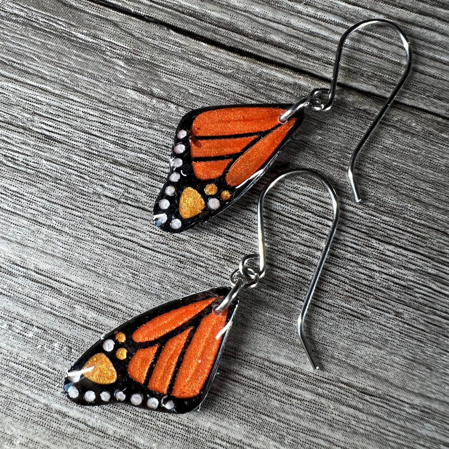 Monarch Butterfly Wing Dangle Earrings