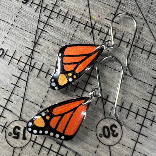 Monarch Butterfly Wing Dangle Earrings